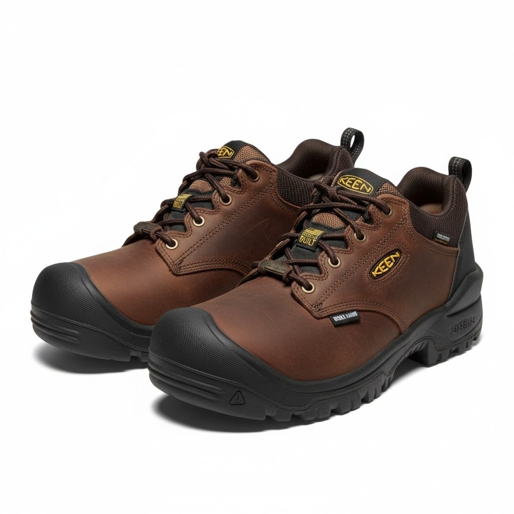 KEEN Utility Mens American Built Steel Toe Waterproof Work Shoes Brown 12D EH‎